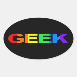Geeky och Queer As. Ovalt Klistermärke