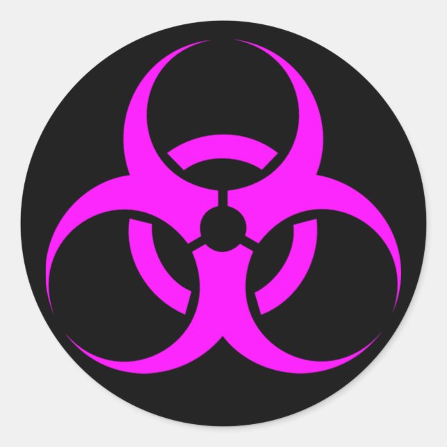 Geeky Rosa Biohazard Sign Runt Klistermärke (Framsida)