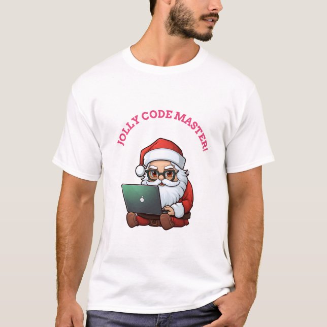 Geeky Techy Santa T Shirt (Framsida)
