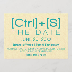 Geeky Typography Save the Date, Teal Spara Datumet