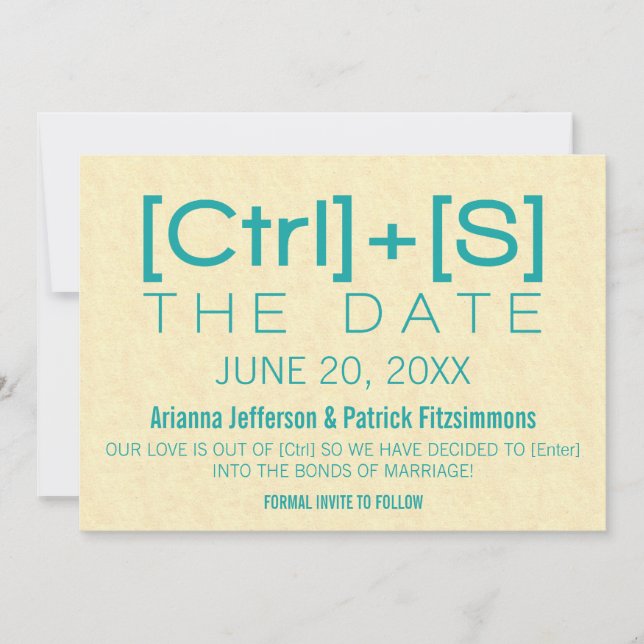 Geeky Typography Save the Date, Teal Spara Datumet (Framsida)