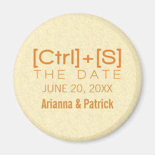 Geeky Typography Spara datum magneter, Orange Magnet