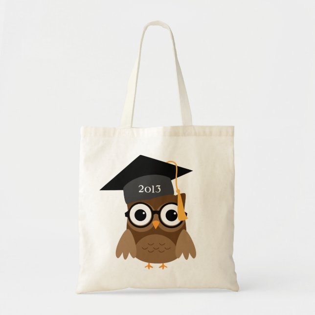 Geeky Uggla med glasögon och Cap Studenten Bag Tygkasse (Framsidan)