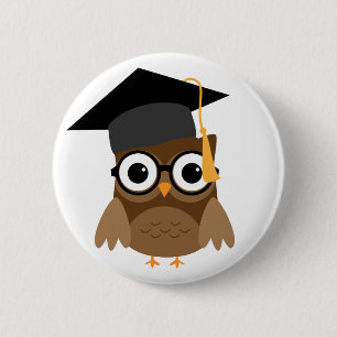 Geeky Uggla med knapp för glasögon och graduatio