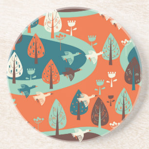 Geese Forest: Vintage Nature Scene Underlägg