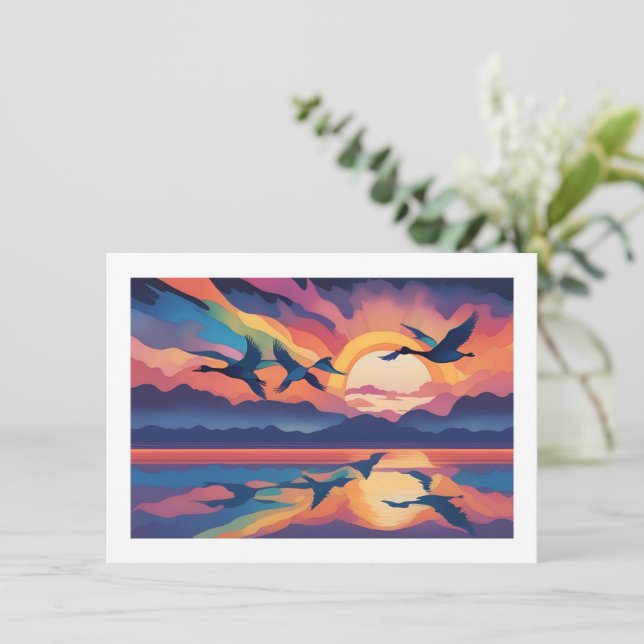 Geese i Sunrise Anteckningskort (Stående Fram)