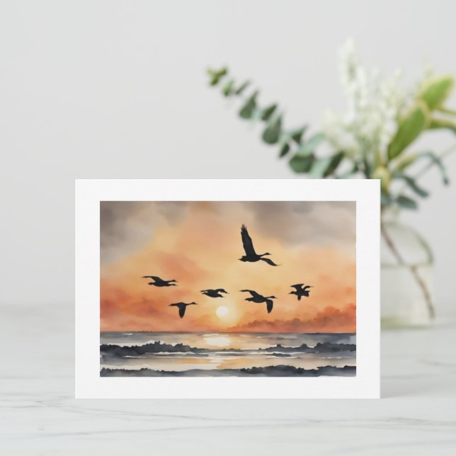 Geese i Sunrise Anteckningskort (Stående Fram)
