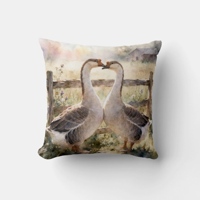 Geese in Love Throw Pillow Kudde (Framsida)