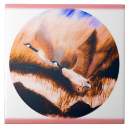 Geese in Mauve Kakelplatta