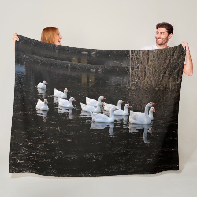 GEESE på POND Fleecefilt (På plats)