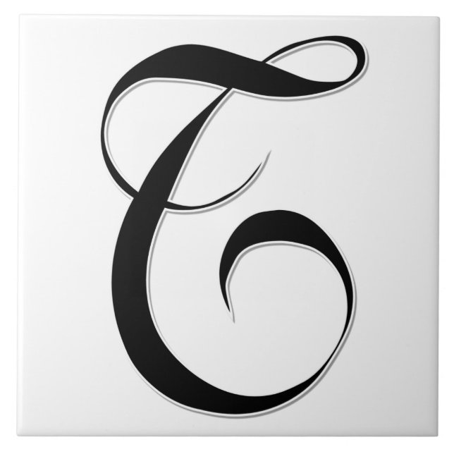 Geesele Brev T i Black Monogram Tile Kakelplatta (Framsidan)