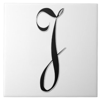 Geessele Brev J i Black Monogram Tile Kakelplatta