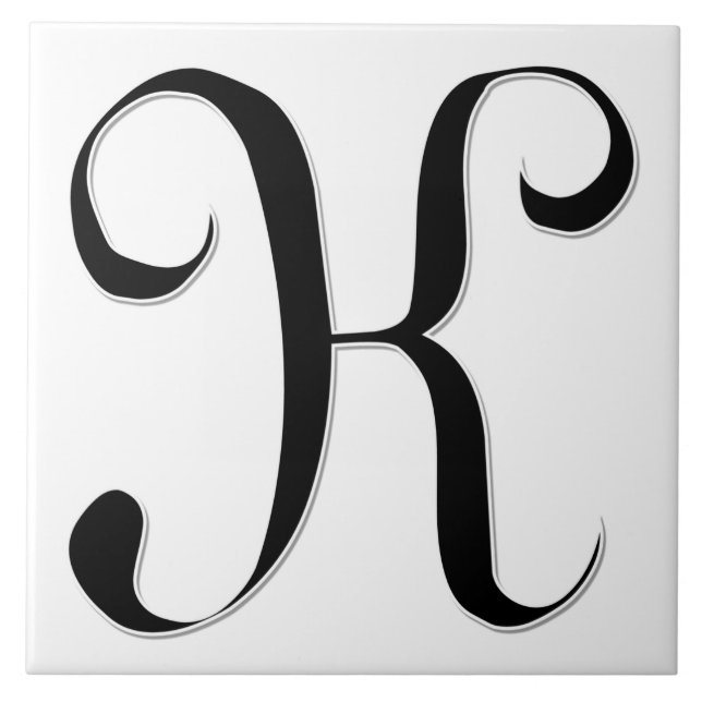 Geessele Brev K i Black Monogram Tile Kakelplatta (Framsidan)