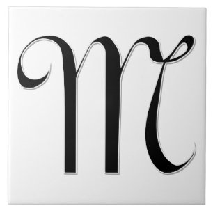 Geessele Brev M i Black Monogram Tile Kakelplatta