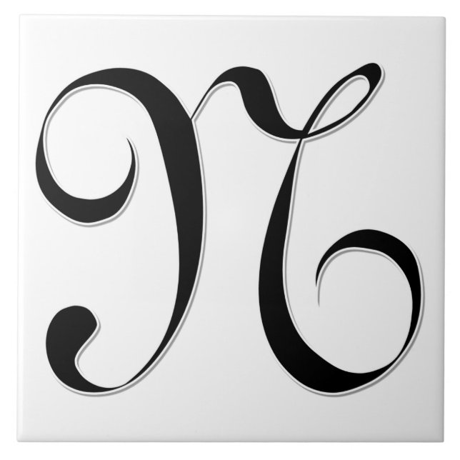 Geessele Brev N i Black Monogram Tile Kakelplatta (Framsidan)