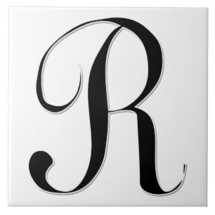 Geessele Brev R i Black Monogram Tile Kakelplatta