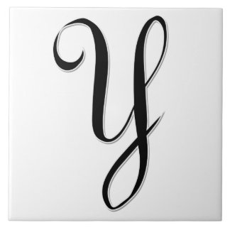 Geessele Brev Y i Black Monogram Tile Kakelplatta