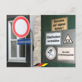 gefährliches Deutschland bunte Verbote Schild Vykort