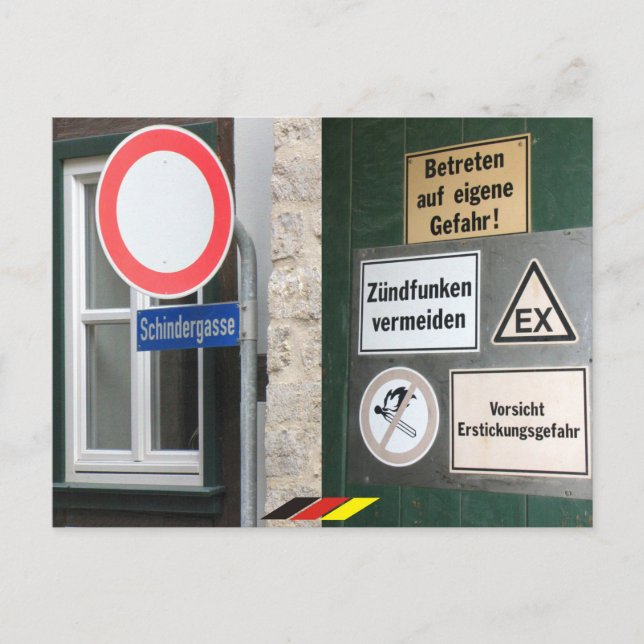 gefährliches Deutschland bunte Verbote Schild Vykort (Framsida)