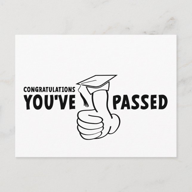 Gefeliciteerd, je bent geslaagd, diploma vykort (Framsida)