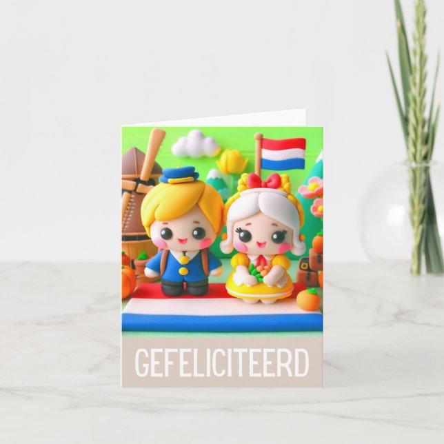 Gefeliciteerd, Nederländska grattis på födelsedage Kort (Framsida)