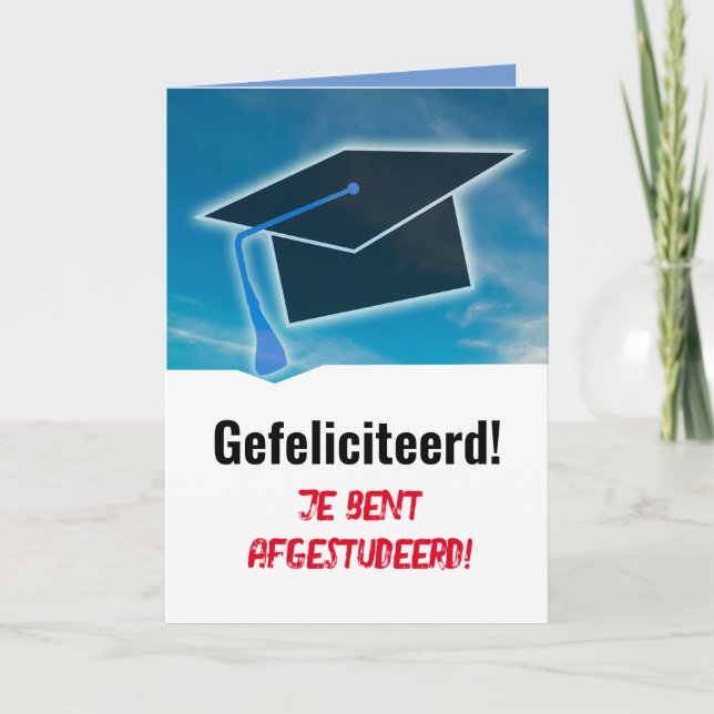 Gefeliciteerd på nederländska! Nederländska Studen Kort (Framsida)