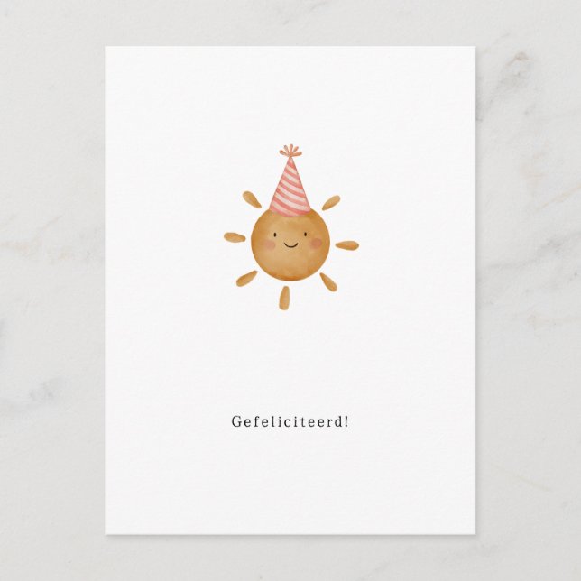 Gefeliciteerd Verjaardagskaart Jarig Zon Kaart Vykort (Framsida)