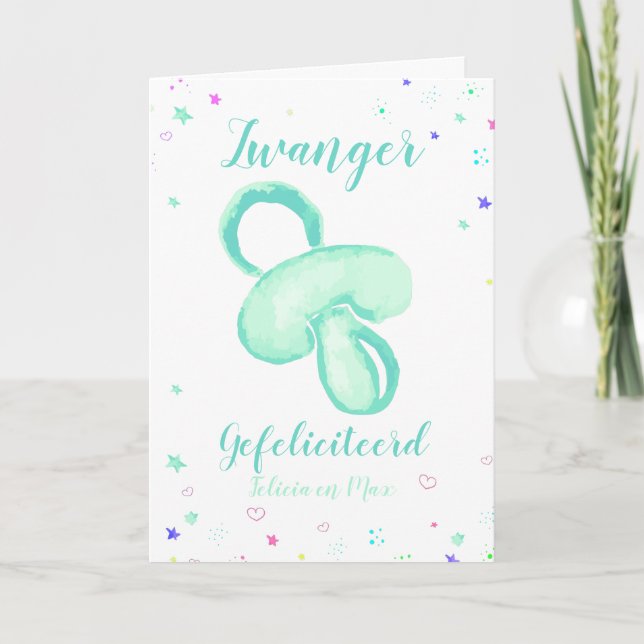 Gefeliciteerd Zwanger customizable names Kort (Framsida)