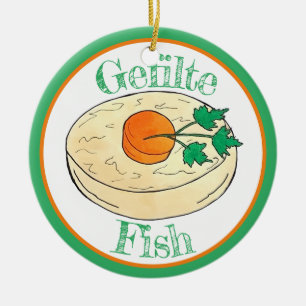 Gefilte Fish Jewish Helgdagars Shabbat Passover Fo Julgransprydnad Keramik