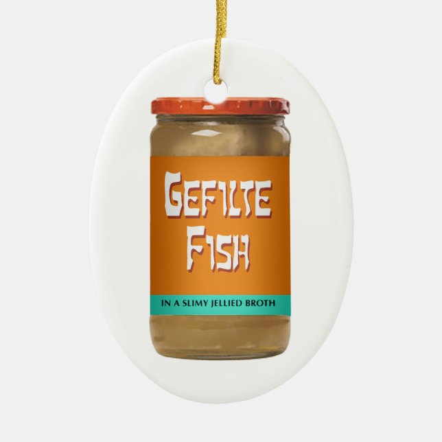 Gefilte fiskprydnad julgransprydnad keramik (Framsidan)