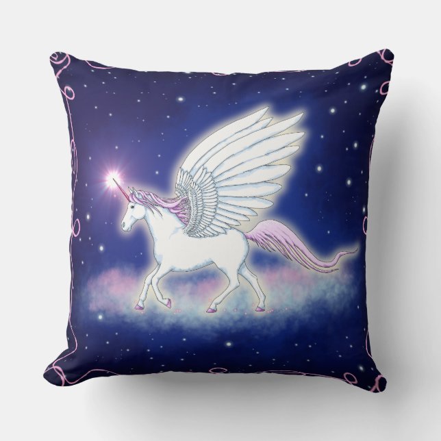 Geflügeltes Einhorn mit Sternen Kudde (Framsida)