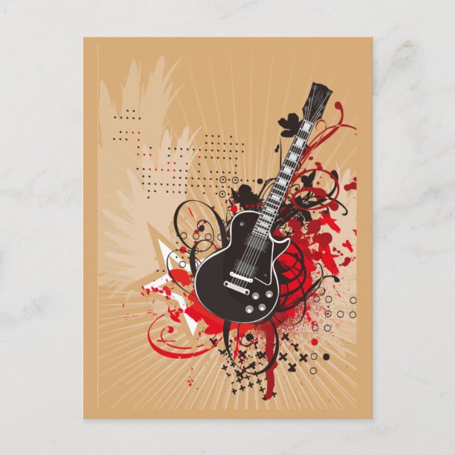 GEGV GRUNGE ELECTRIC GUITAR VECTOR GRAPHIC MUSIC R VYKORT (Framsida)