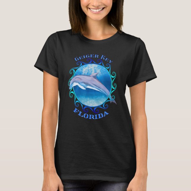 Geiger Nyckel Florida Vacation Souvenir Dolphin T Shirt (Framsida)