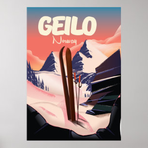 Geilo Norge poster vacker skidor.