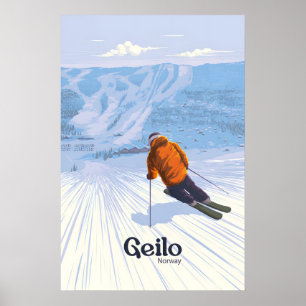 Geilo Norge Skidort Reseskylt Poster