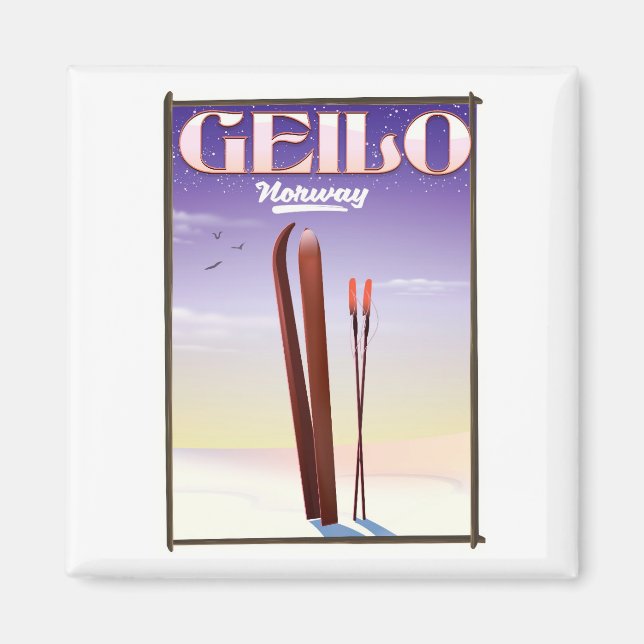 Geilo , Norge skidreseaffisch Magnet (Framsidan)