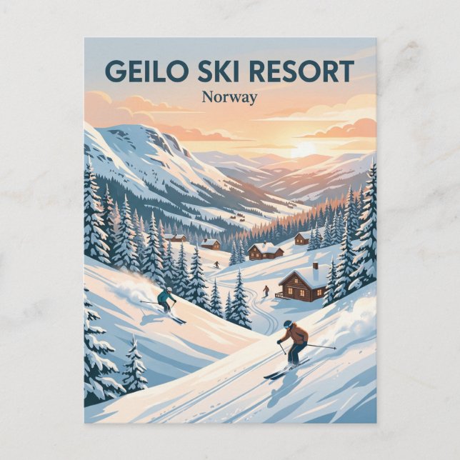 Geilo skidort Norge Vykort (Framsida)