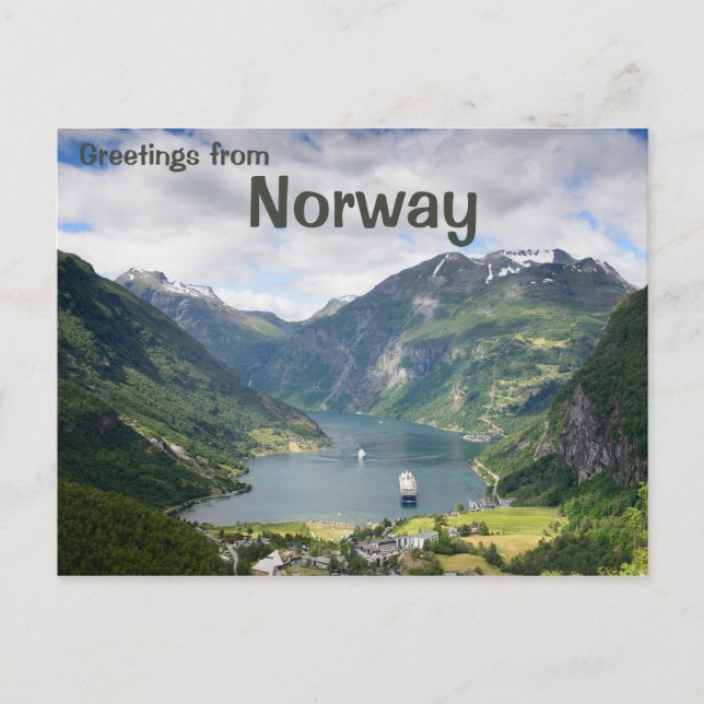 Geiranger fjord hälsning vykort (Framsida)