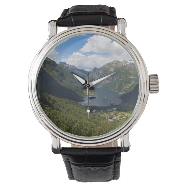 Geiranger fjordlandskap, Norge Armbandsur (Framsida)