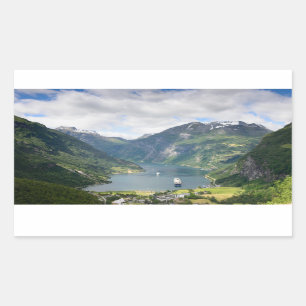 Geirangerfjord beskådar i rektangulär klistermä rektangulärt klistermärke