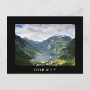 Geirangerfjord in Norge vycard black gräns Vykort