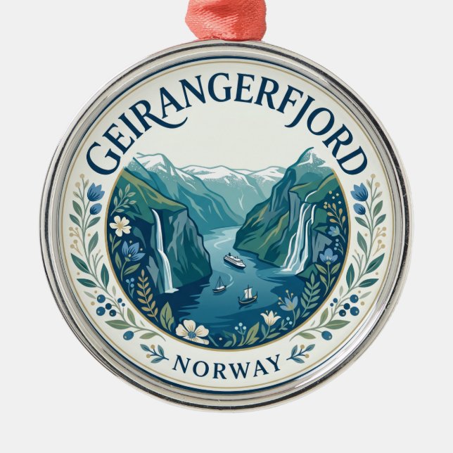 Geirangerfjord Norge Julgransprydnad Metall (Framsidan)