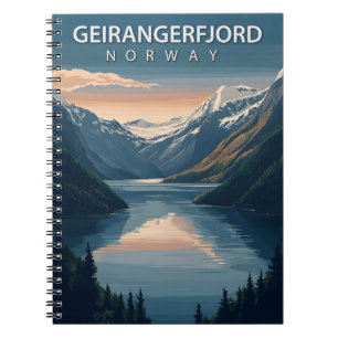 Geirangerfjord Norge Skandinavien Vintage resor Anteckningsbok
