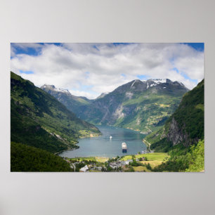 Geirangerfjord-vy i Norge poster utskrift