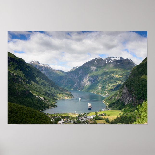 Geirangerfjord-vy i Norge poster utskrift (Framsidan)