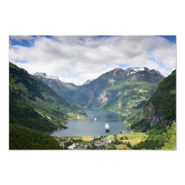Geirangerfjord-vy i Norgens fotoavtryck Fototryck (Framsidan)