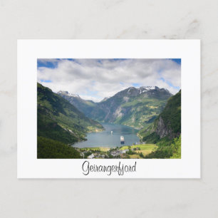 Geirangerfjord-vykort, vitt gräns-kort vykort