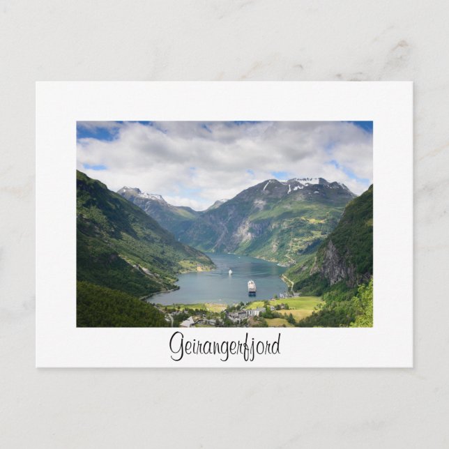 Geirangerfjord-vykort, vitt gräns-kort vykort (Framsida)