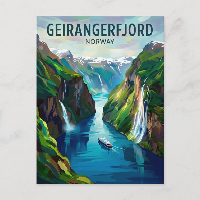 Geirangerfjorden Norge Vykort (Framsida)
