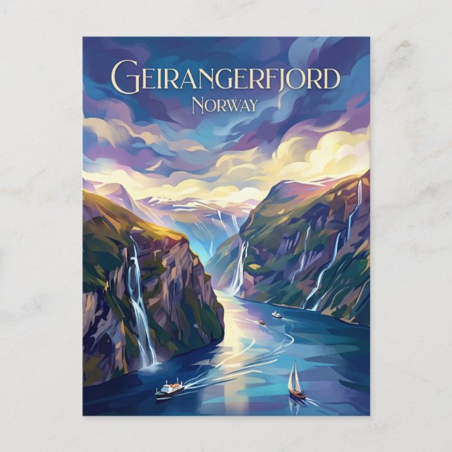 Geirangerfjorden Norge Vykort (Framsida)